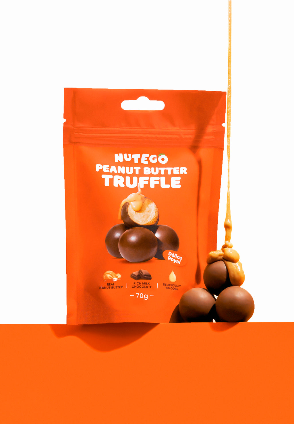 Milk chocolate truffles with peanut cream filling 70g